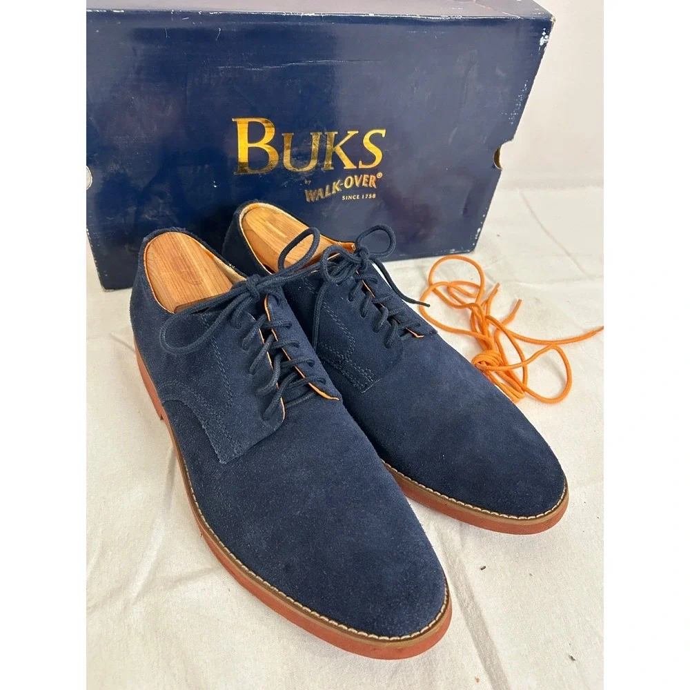 BUKS By Walk-Over Declan Derby Mens Size 9.5 Navy Blue Suede Lace‎ Up B00336